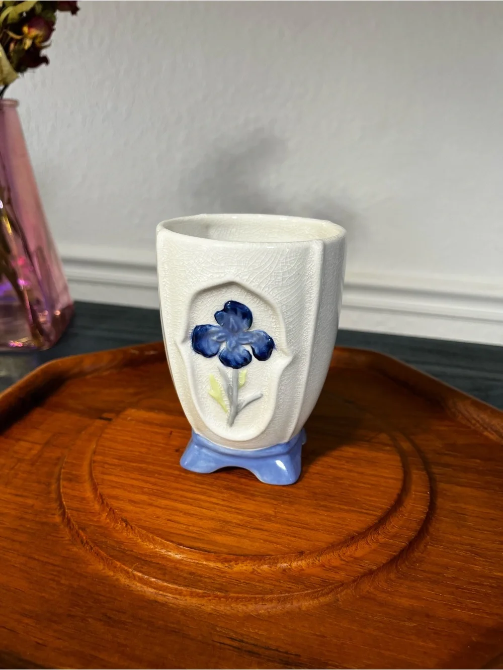 vintage mid-century ceramic bud vase distributed by Saturday Knight Ltd.